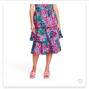 Tabitha Brown Tropical Print Tiered Skirt